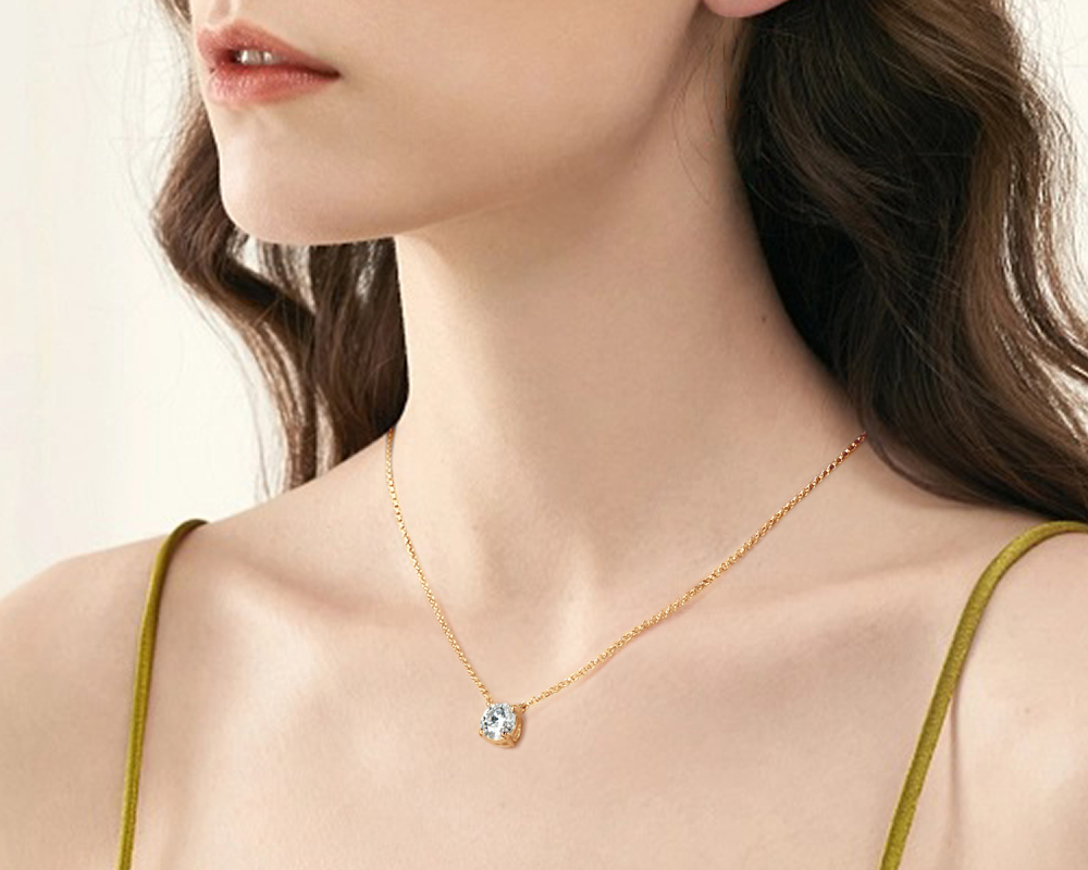 Round Moissanite Solitaire Drop Necklace
