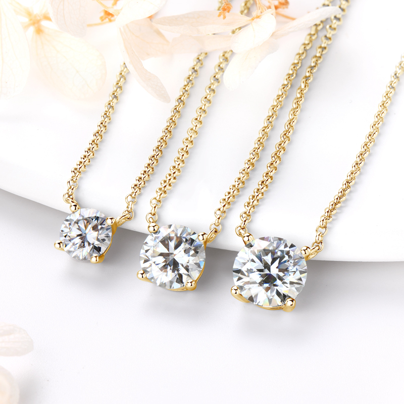 Round Moissanite Solitaire Drop Necklace