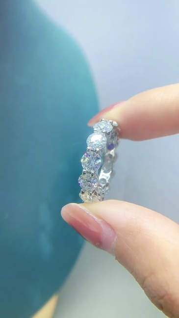 Round Cut Moissanite Eternity Tennis Ring