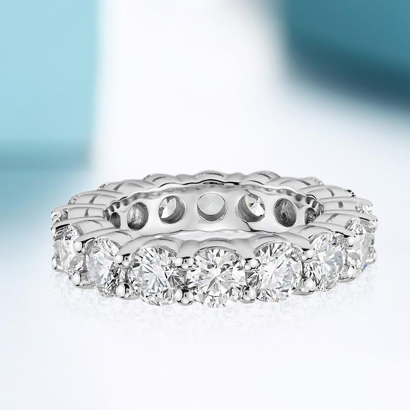 Round Cut Moissanite Eternity Tennis Ring