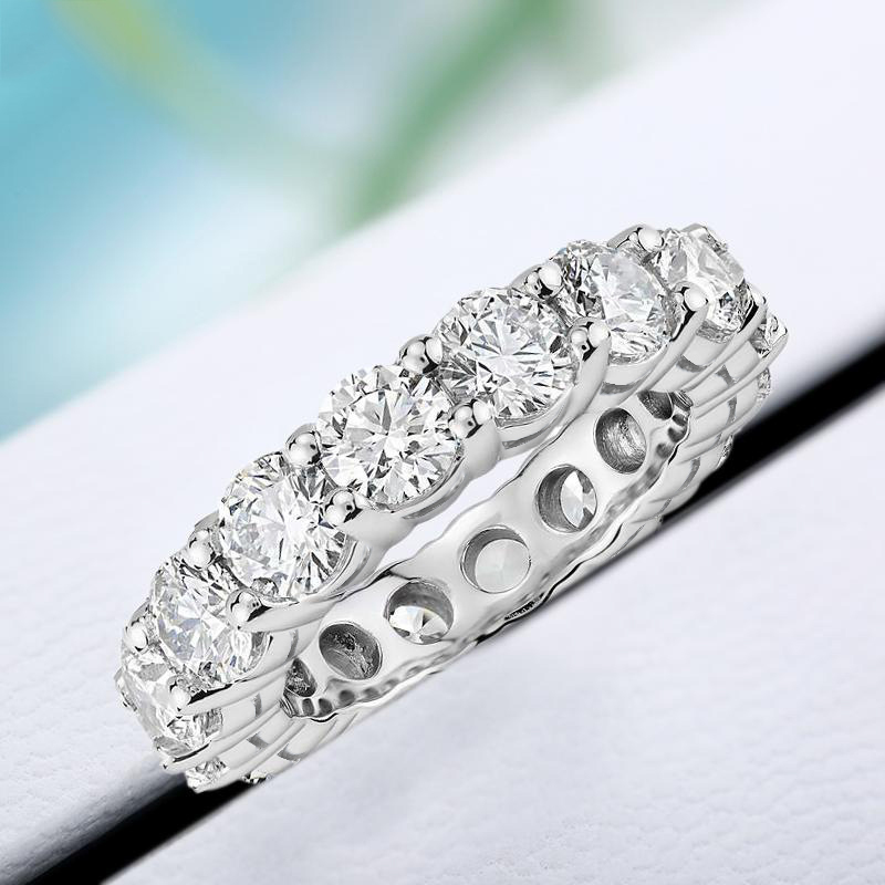 Round Cut Moissanite Eternity Tennis Ring