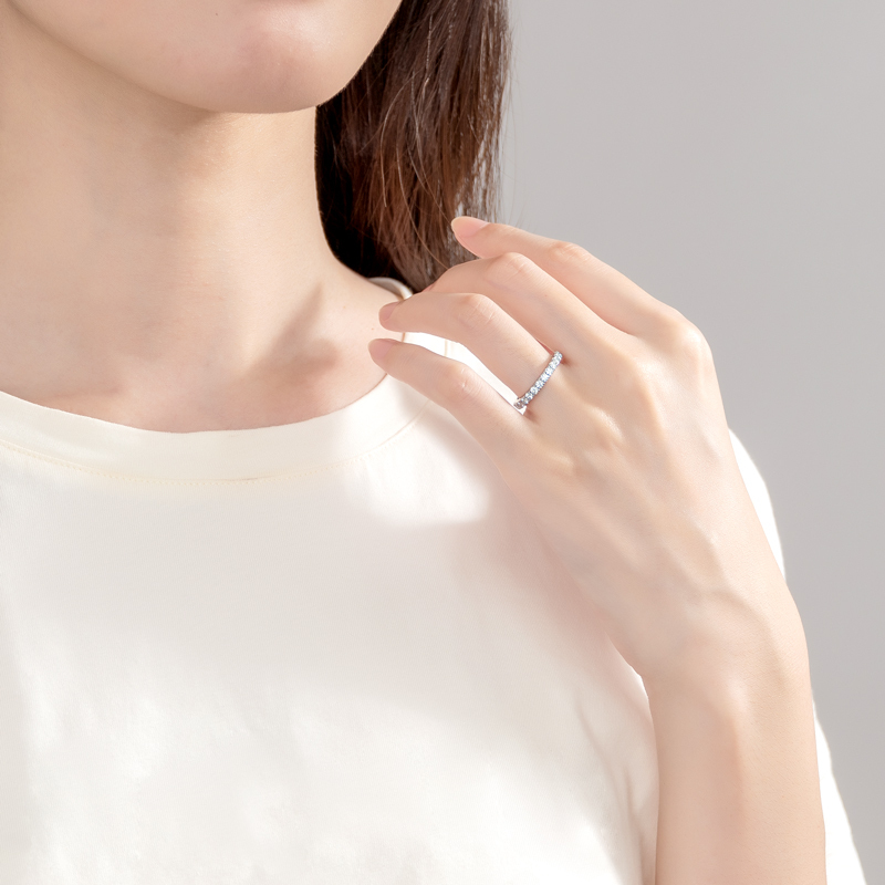 2mm Round Moissanite Full Eternity Band Ring