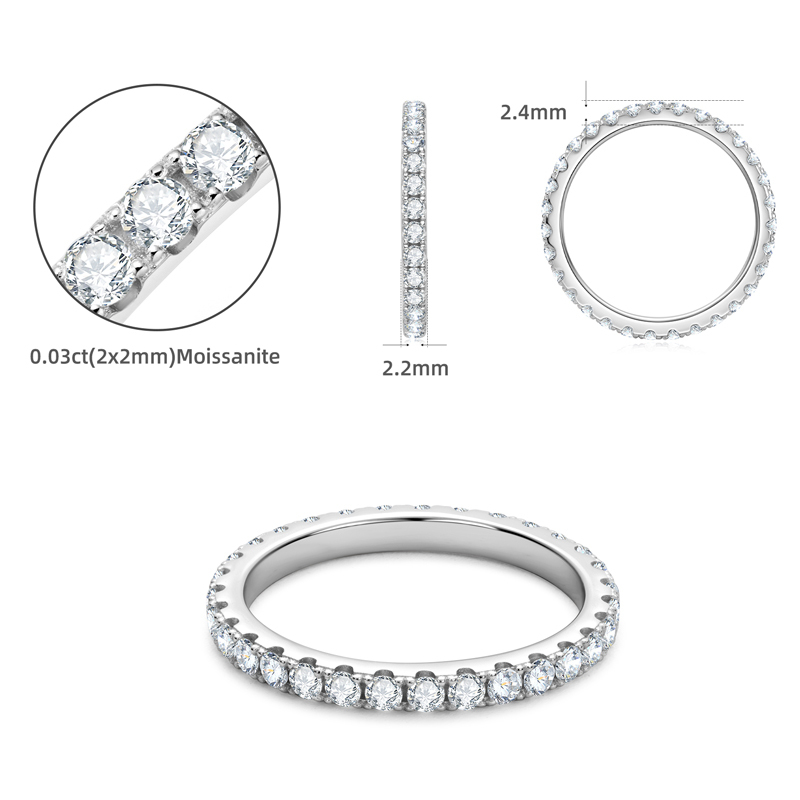 2mm Round Moissanite Full Eternity Band Ring
