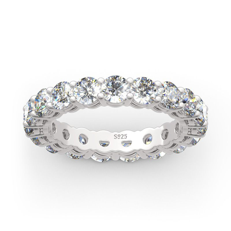 Round Cut Moissanite Eternity Tennis Ring