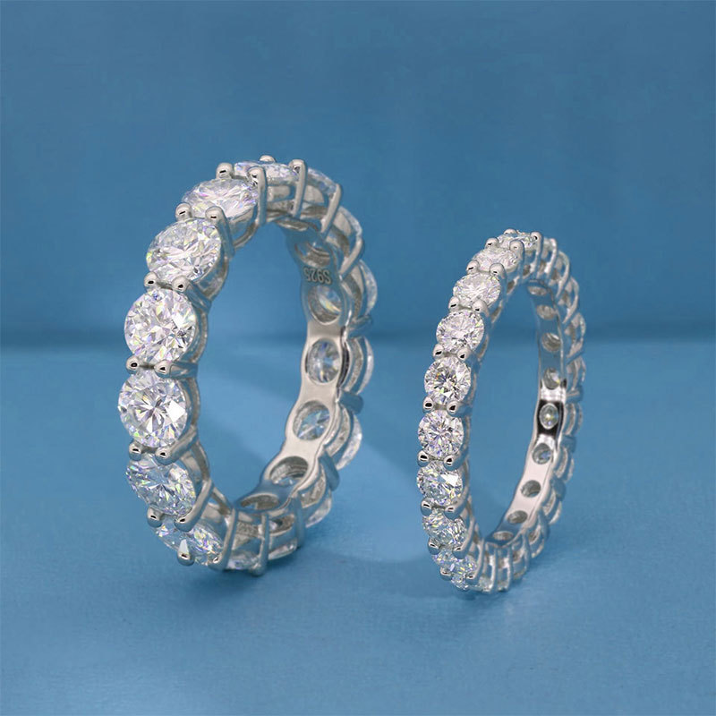 Round Cut Moissanite Eternity Tennis Ring