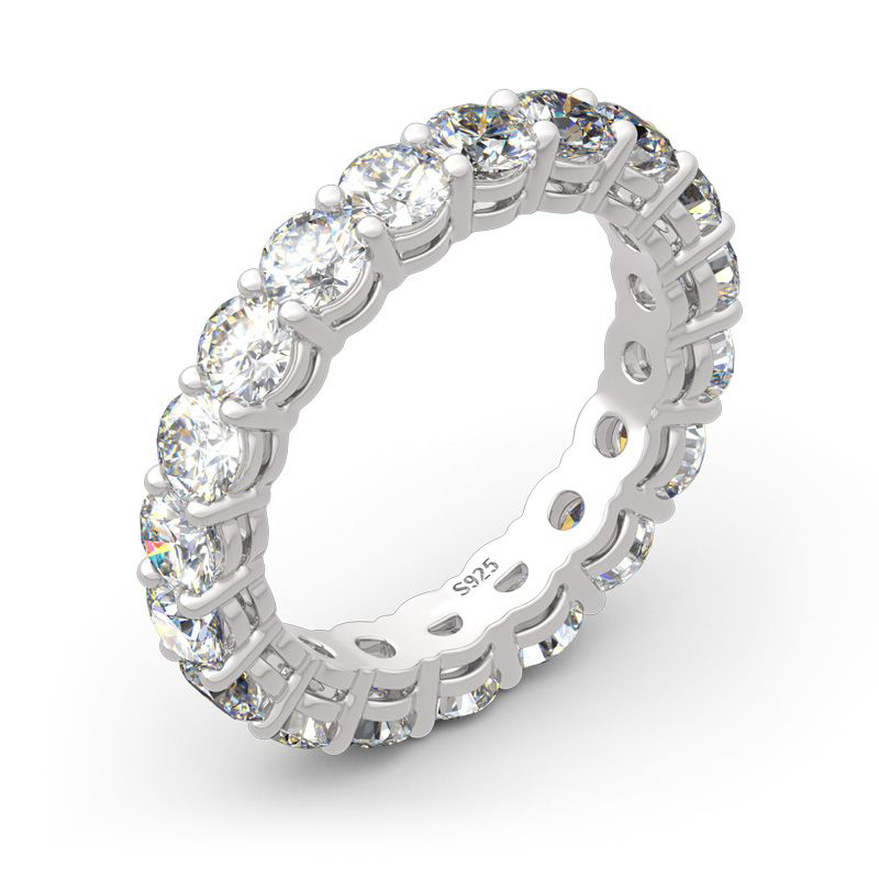 Round Cut Moissanite Eternity Tennis Ring