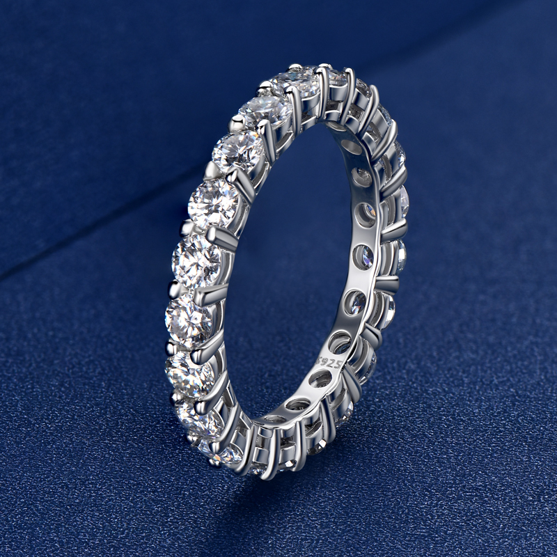 Round Cut Moissanite Eternity Tennis Ring