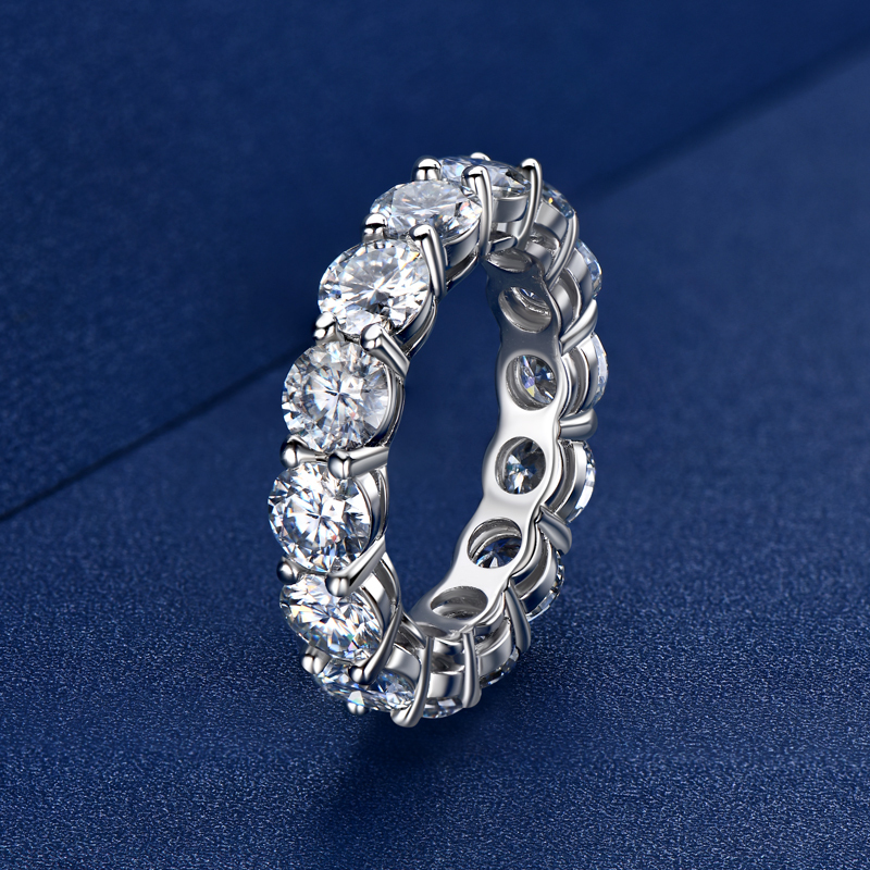 Round Cut Moissanite Eternity Tennis Ring