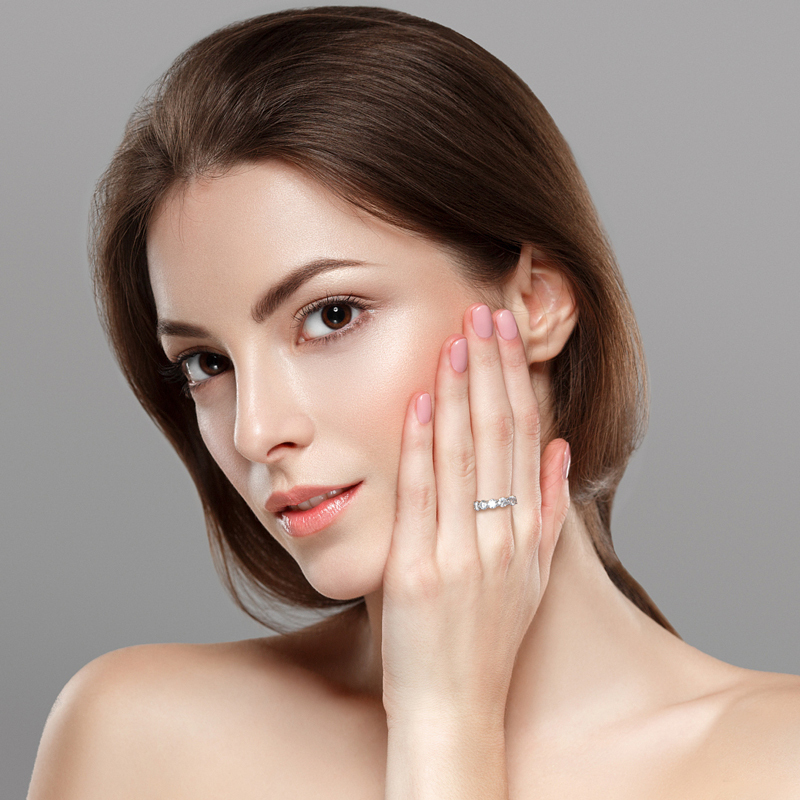 Round Cut Moissanite Eternity Tennis Ring