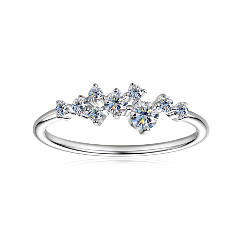 Round Moissanite Wedding Band Cluster Ring