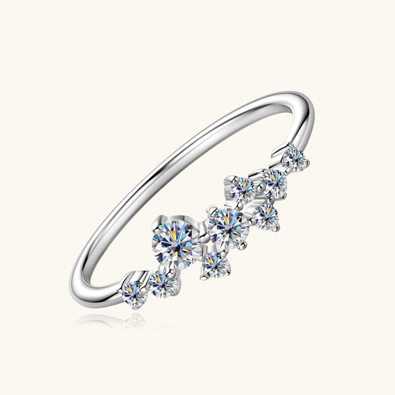 Round Moissanite Wedding Band Cluster Ring
