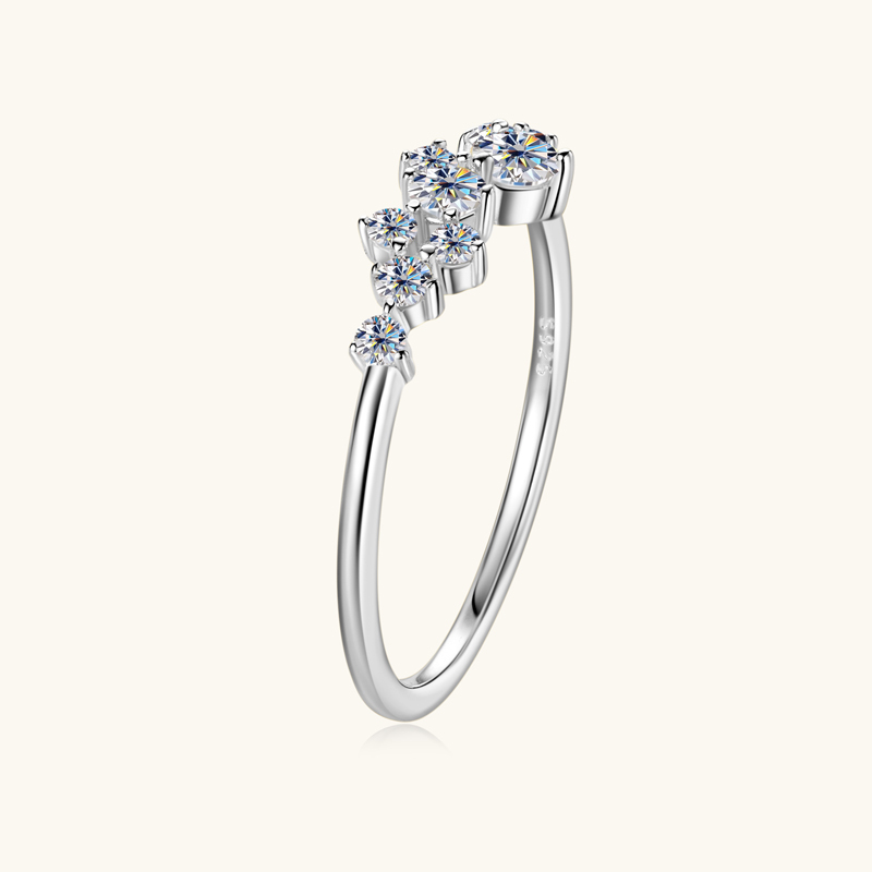 Round Moissanite Wedding Band Cluster Ring