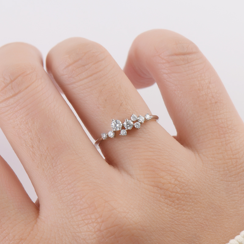 Round Moissanite Wedding Band Cluster Ring