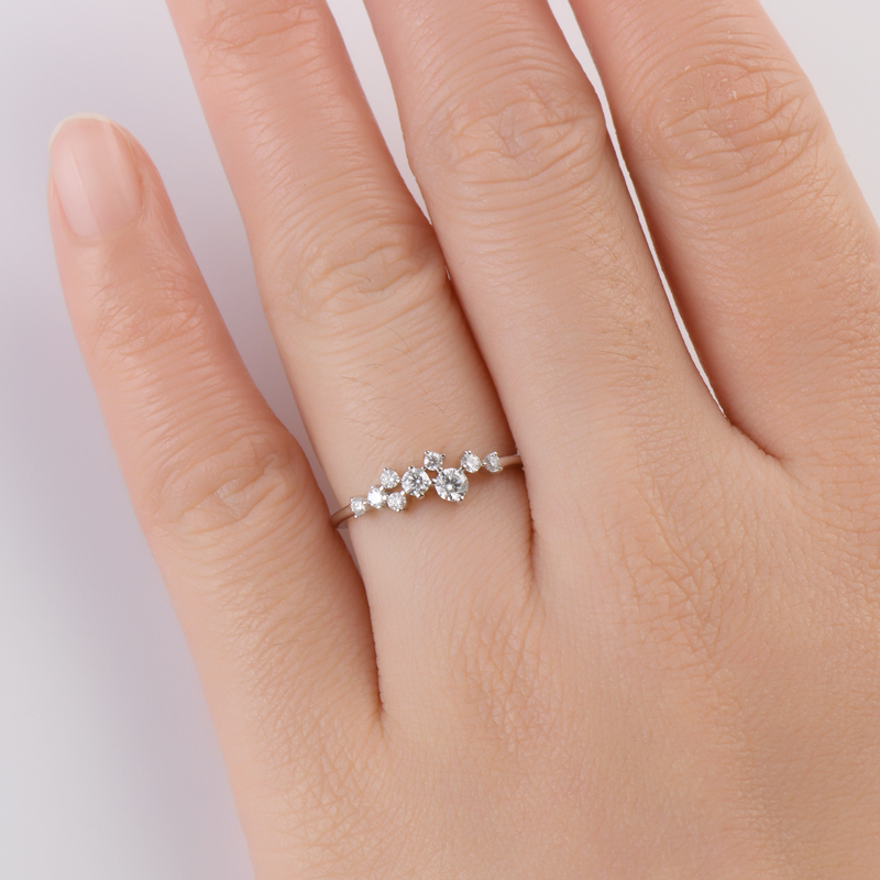 Round Moissanite Wedding Band Cluster Ring