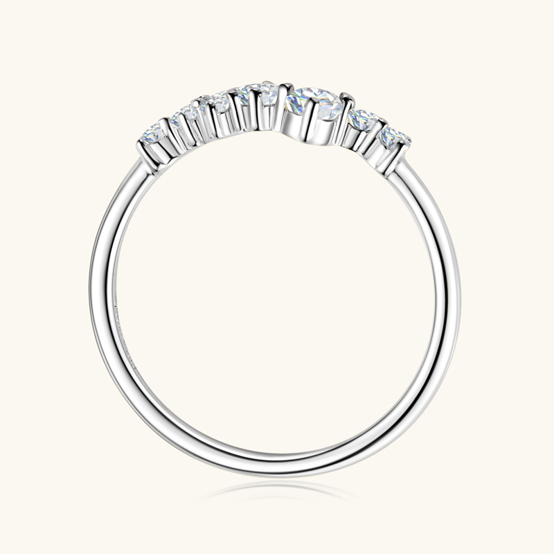 Round Moissanite Wedding Band Cluster Ring