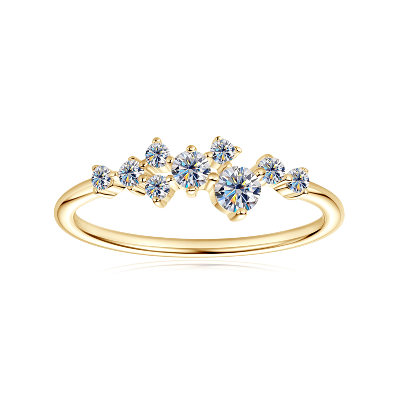Round Moissanite Wedding Band Cluster Ring