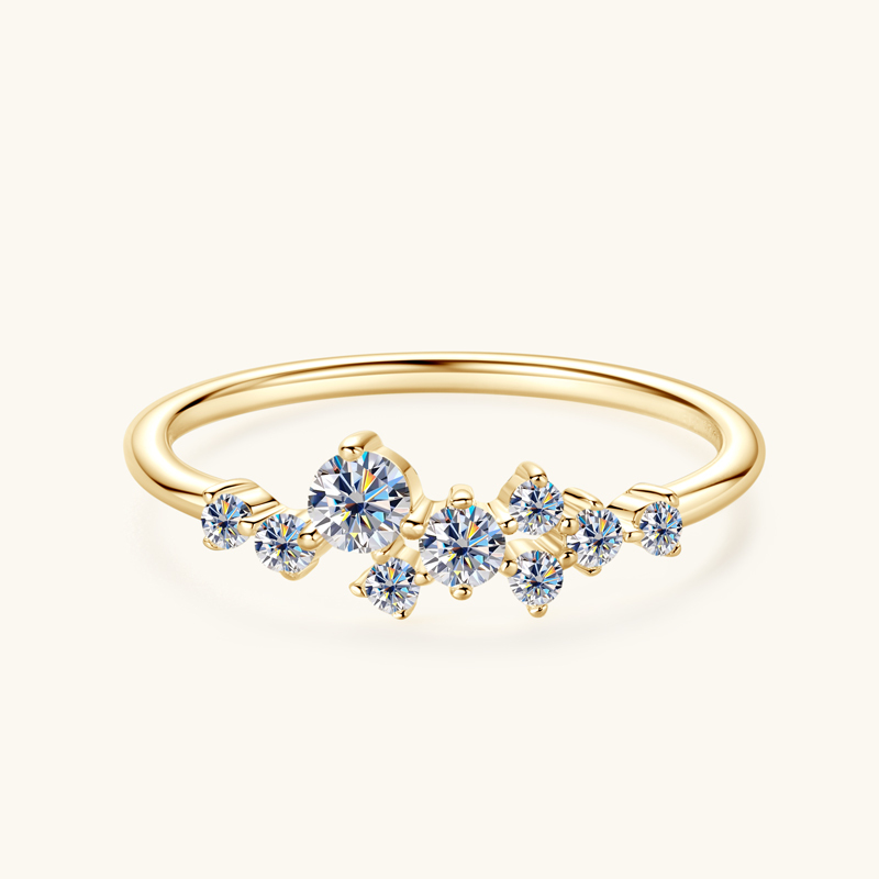 Round Moissanite Wedding Band Cluster Ring