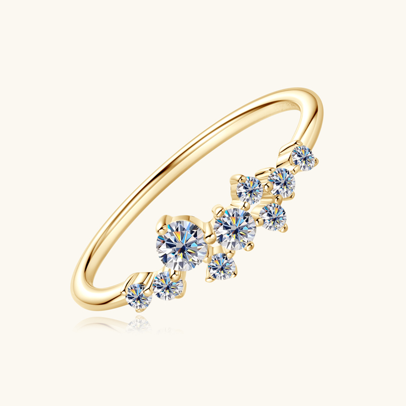 Round Moissanite Wedding Band Cluster Ring