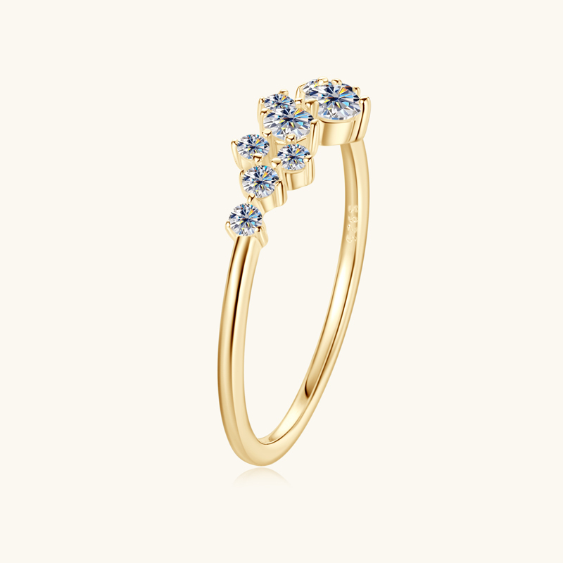 Round Moissanite Wedding Band Cluster Ring
