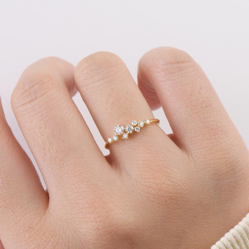Round Moissanite Wedding Band Cluster Ring