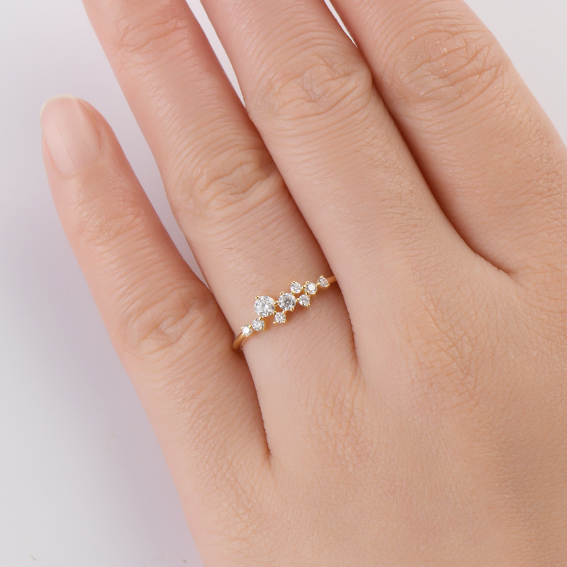 Round Moissanite Wedding Band Cluster Ring