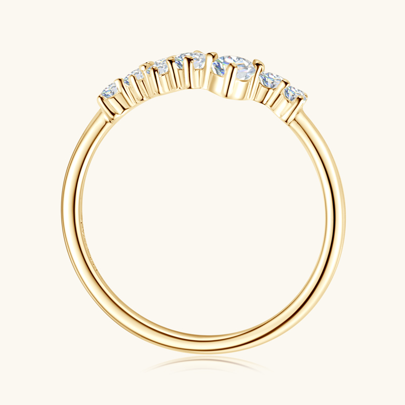 Round Moissanite Wedding Band Cluster Ring