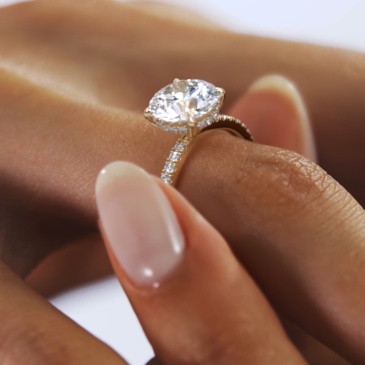 Classic 4-Prong Round Hidden Halo Moissanite Ring