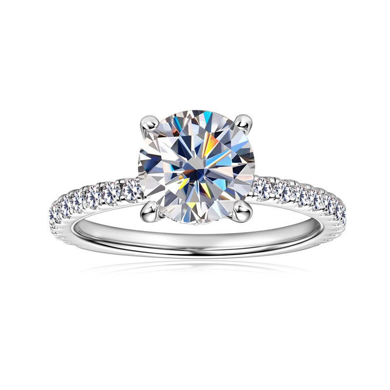 Classic 4-Prong Round Hidden Halo Moissanite Ring