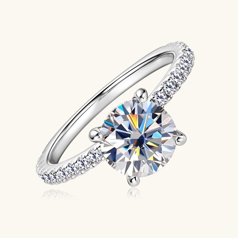 Classic 4-Prong Round Hidden Halo Moissanite Ring