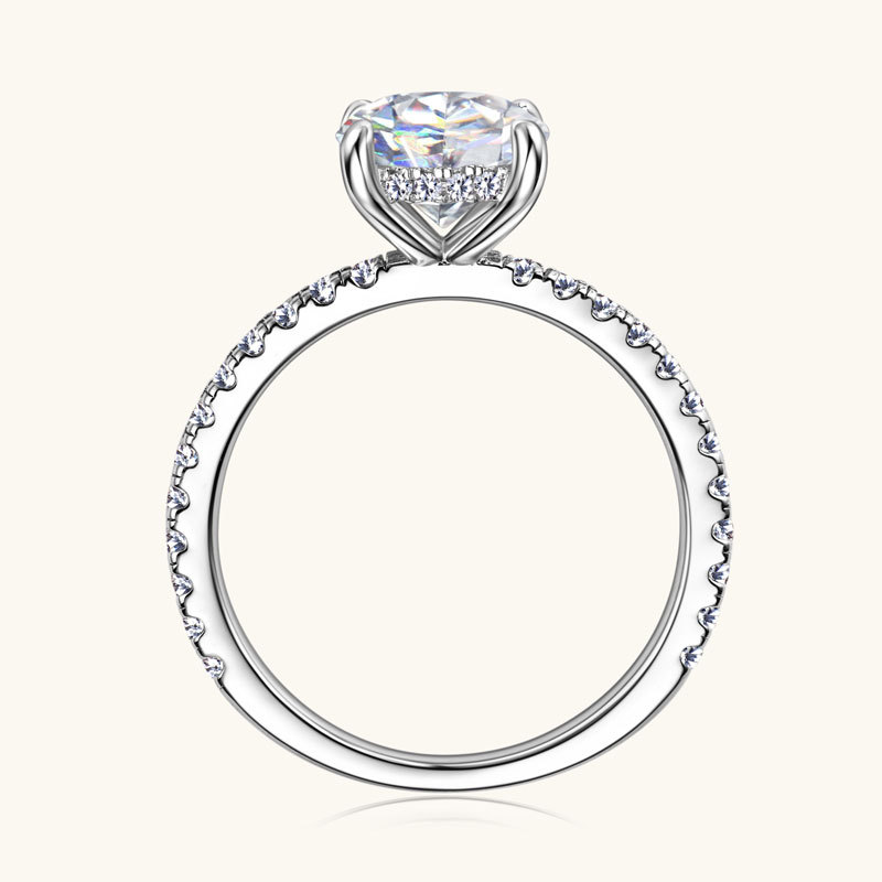 Classic 4-Prong Round Hidden Halo Moissanite Ring