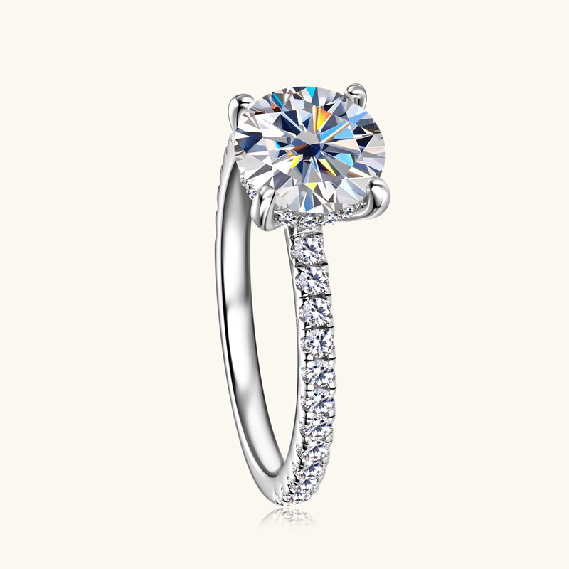 Classic 4-Prong Round Hidden Halo Moissanite Ring