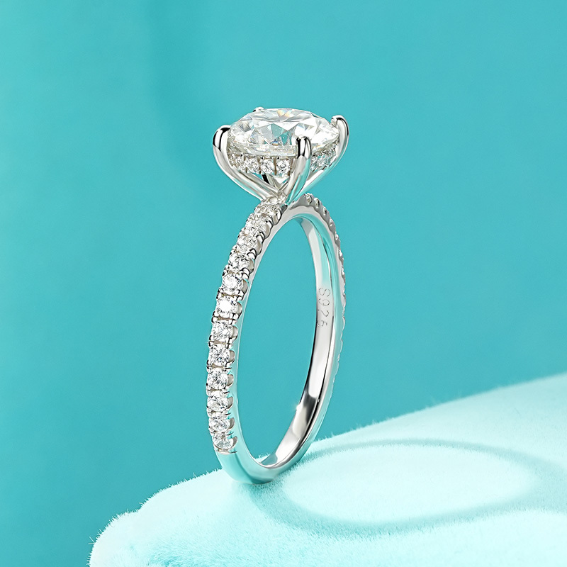 Classic 4-Prong Round Hidden Halo Moissanite Ring