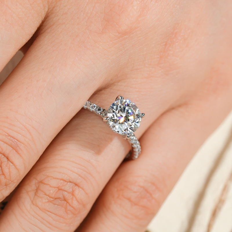 Classic 4-Prong Round Hidden Halo Moissanite Ring
