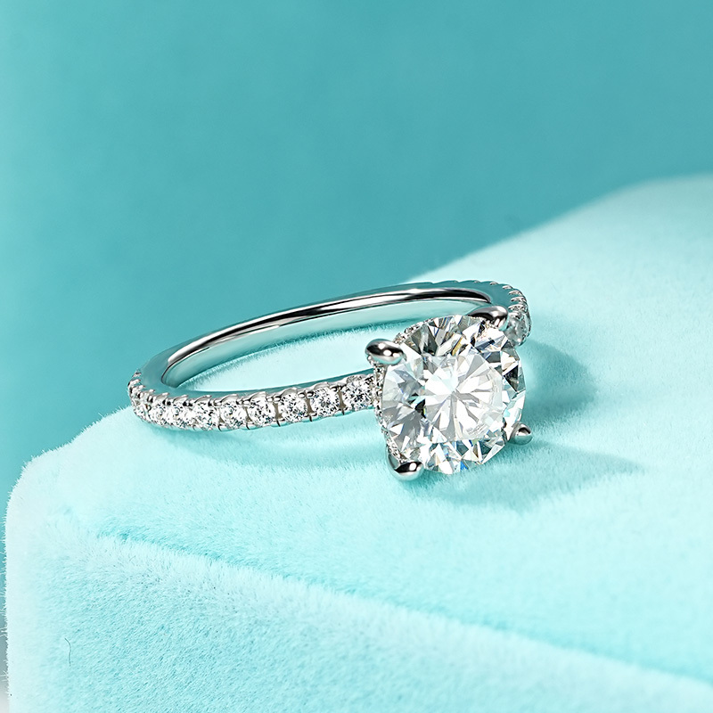 Classic 4-Prong Round Hidden Halo Moissanite Ring