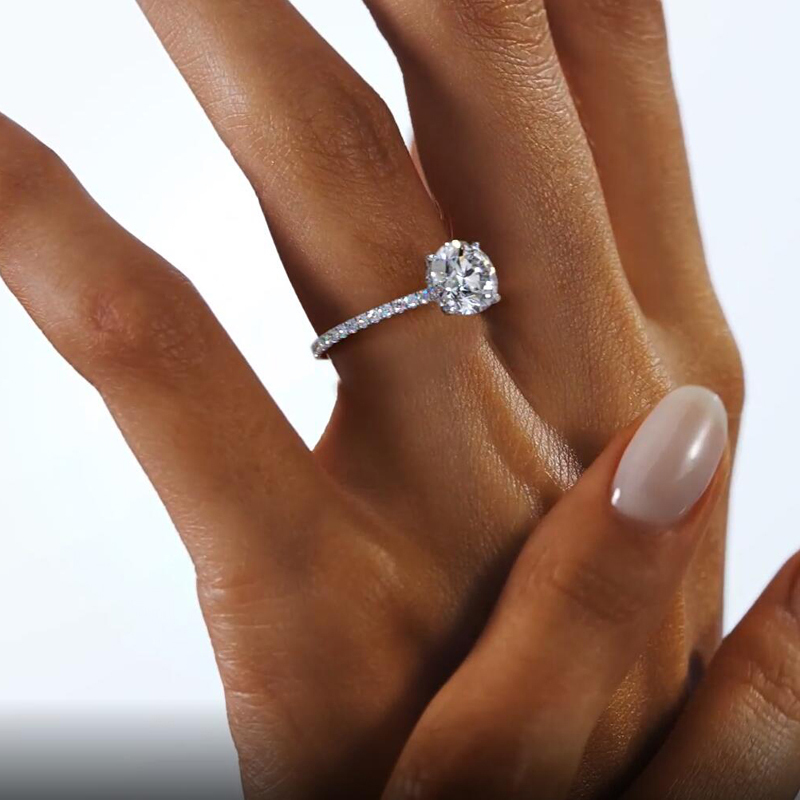 Classic 4-Prong Round Hidden Halo Moissanite Ring