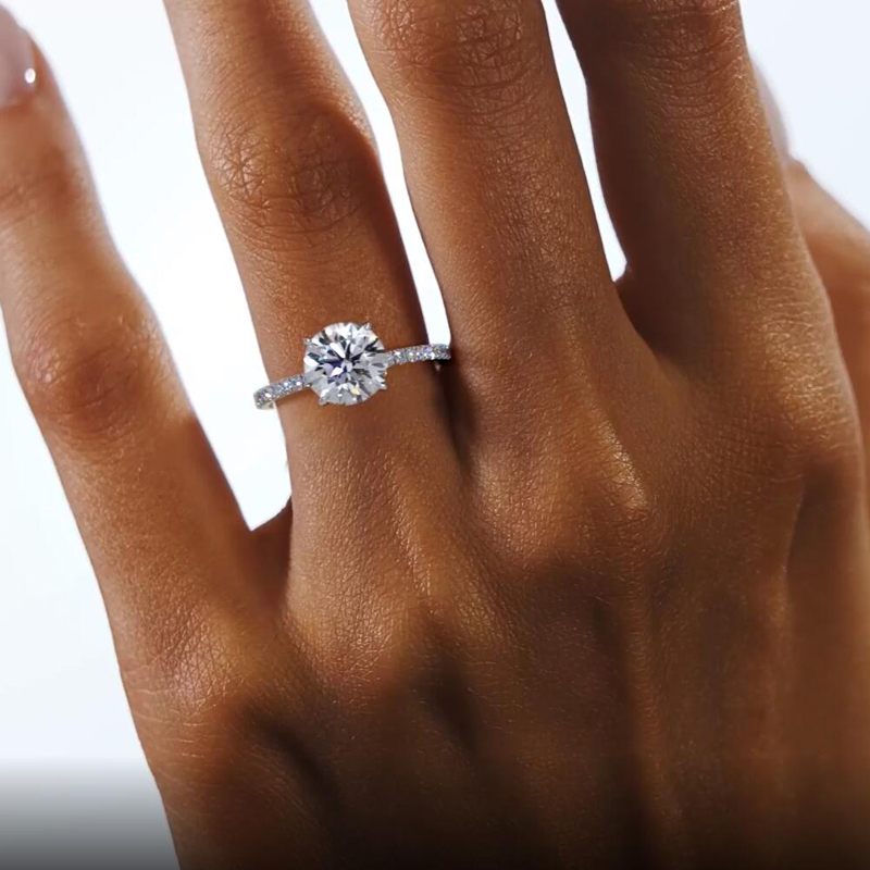 Classic 4-Prong Round Hidden Halo Moissanite Ring