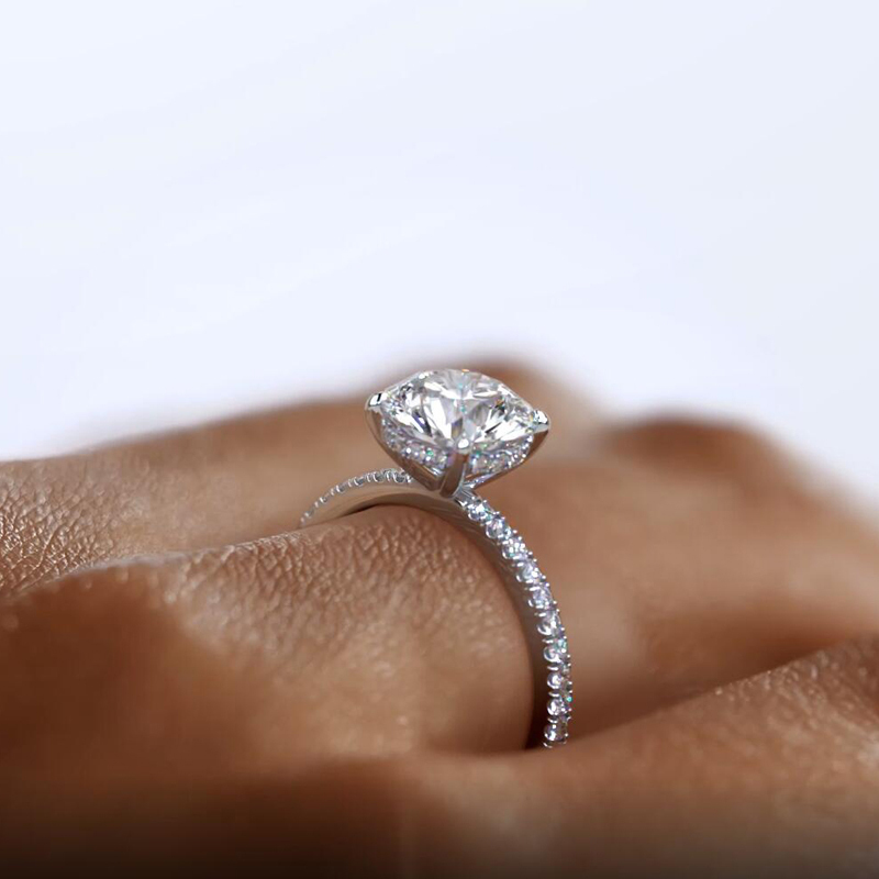 Classic 4-Prong Round Hidden Halo Moissanite Ring