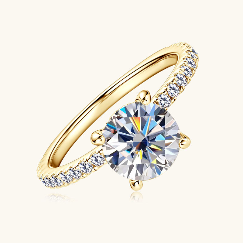 Classic 4-Prong Round Hidden Halo Moissanite Ring