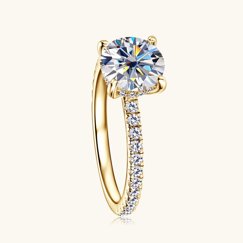 Classic 4-Prong Round Hidden Halo Moissanite Ring