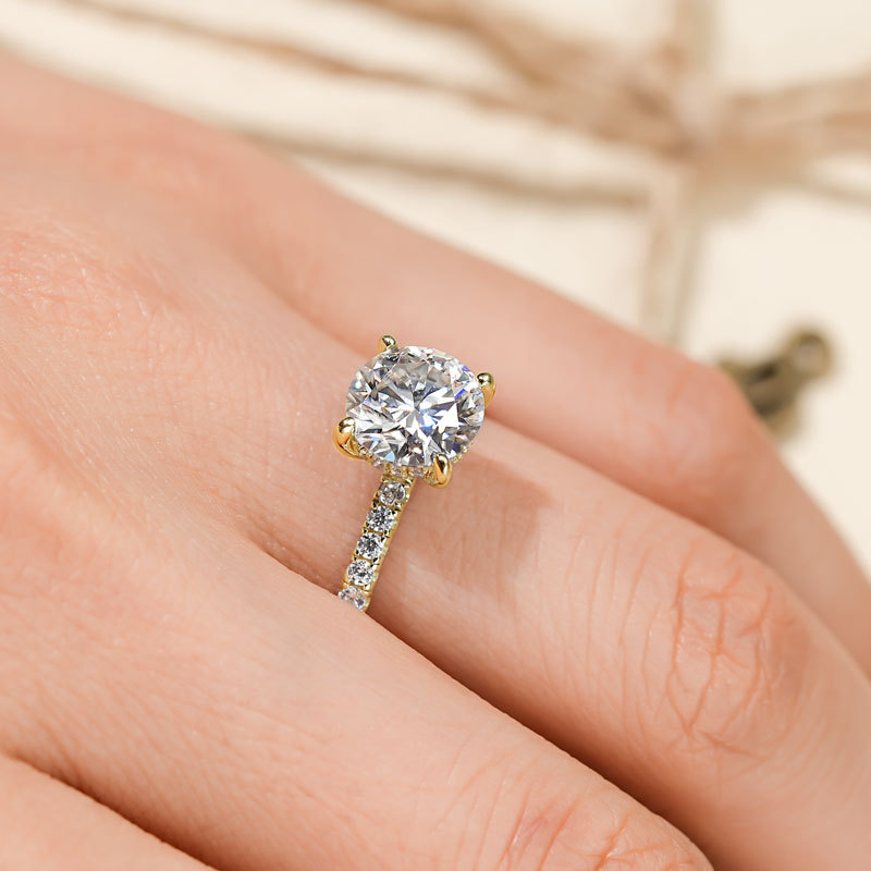 Classic 4-Prong Round Hidden Halo Moissanite Ring