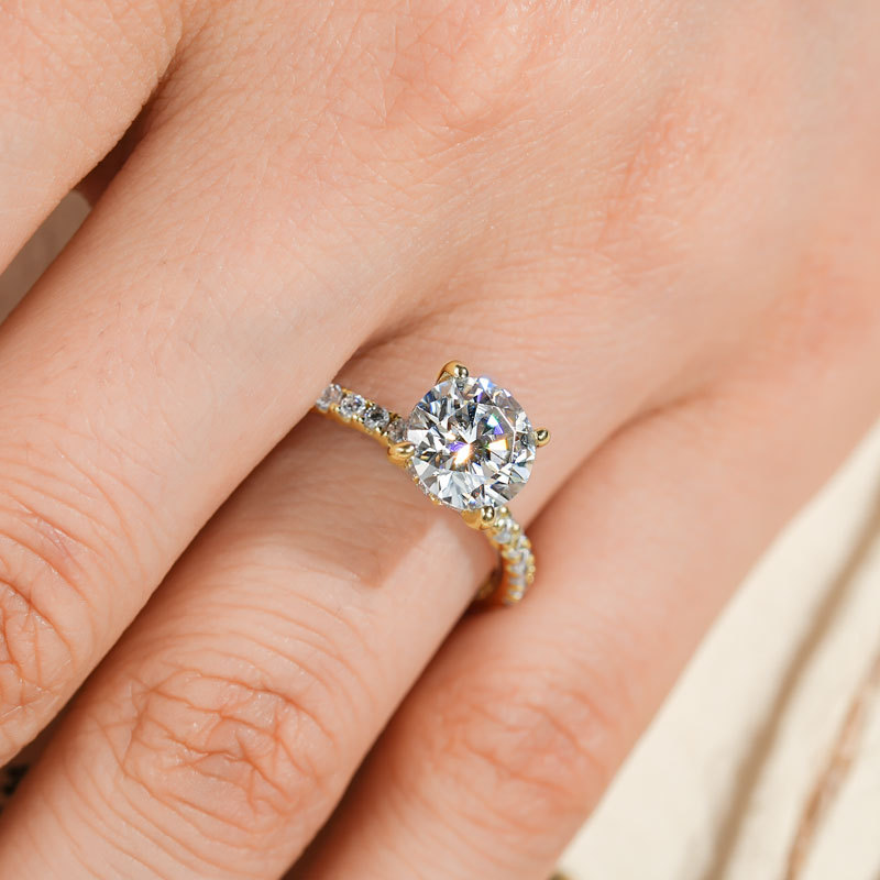 Classic 4-Prong Round Hidden Halo Moissanite Ring
