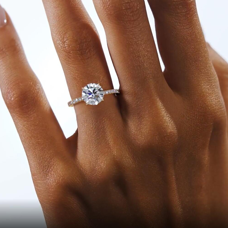 Classic 4-Prong Round Hidden Halo Moissanite Ring