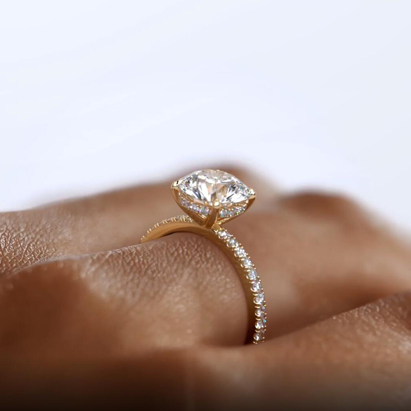 Classic 4-Prong Round Hidden Halo Moissanite Ring