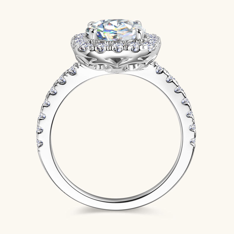 2ct Round Cut Moissanite Stackable Square Halo Engagement Ring
