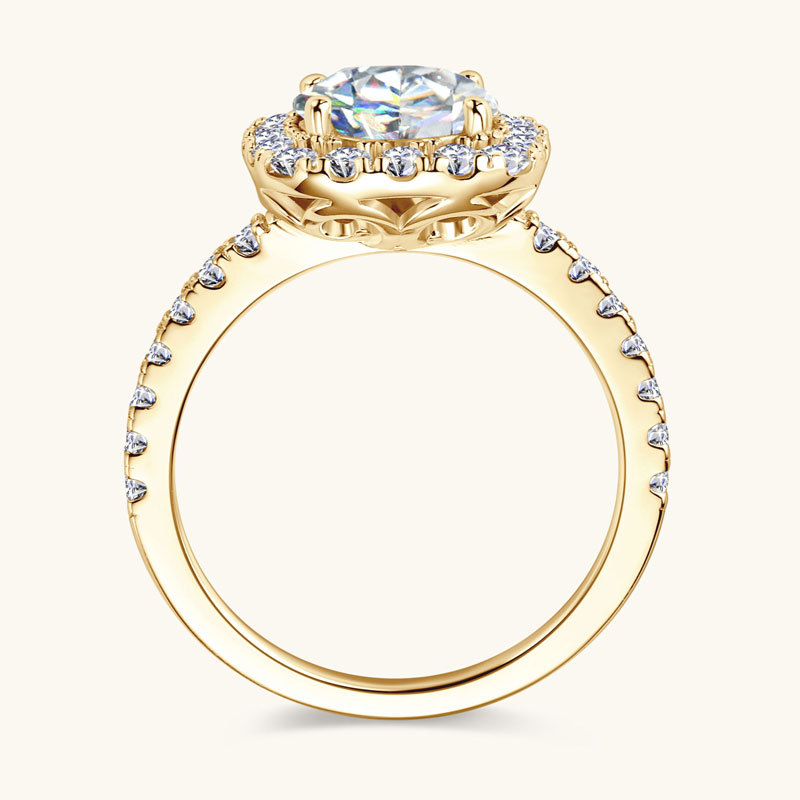 2ct Round Cut Moissanite Stackable Square Halo Engagement Ring