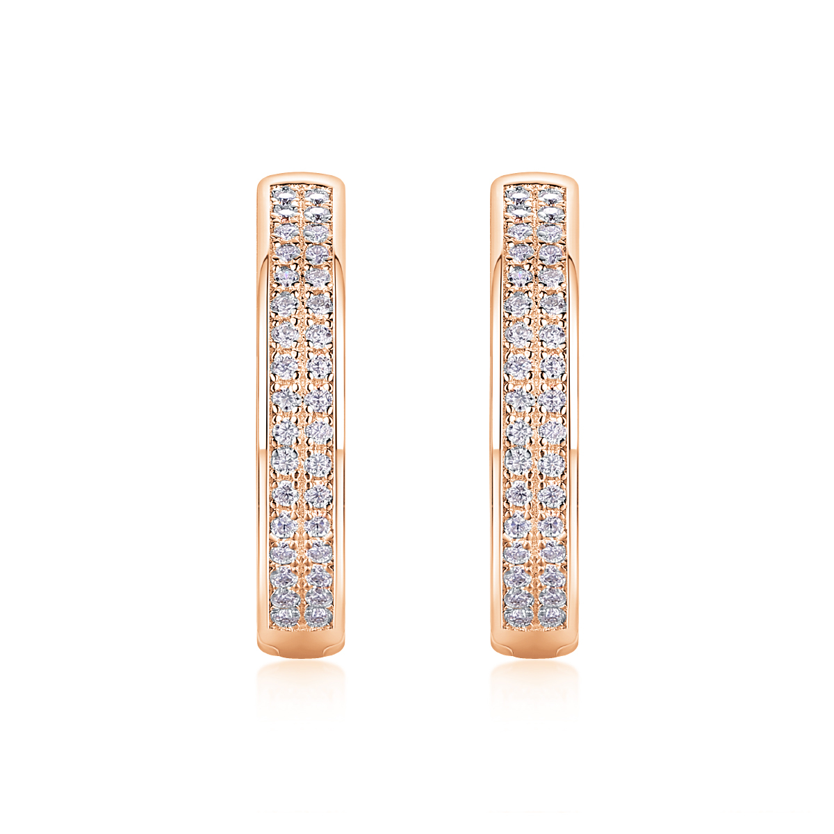 Radiant Double-Row Moissanite Huggie Hoops | D-Color VVS1 Lab-Grown Brilliance