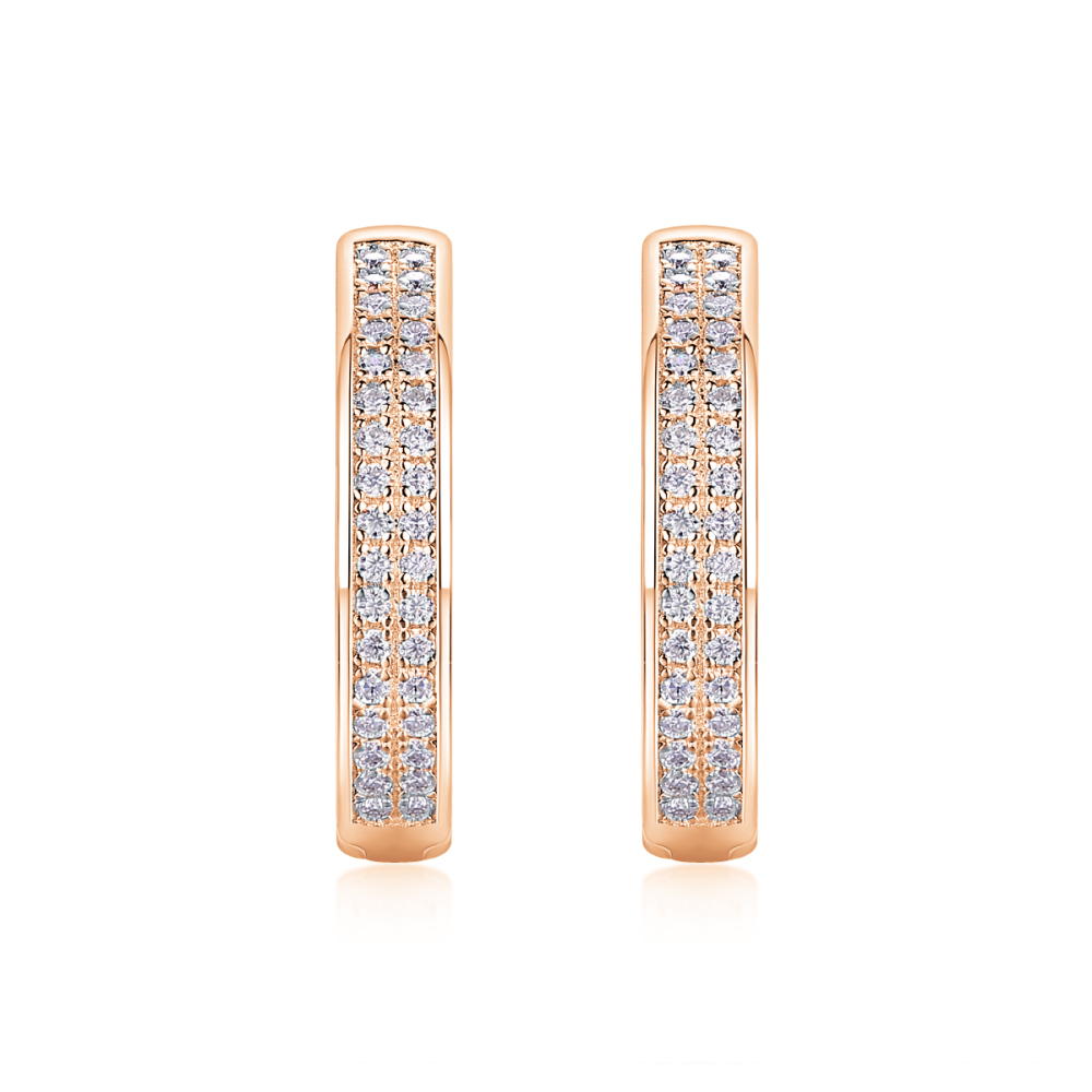 Radiant Double-Row Moissanite Huggie Hoops | D-Color VVS1 Lab-Grown Brilliance