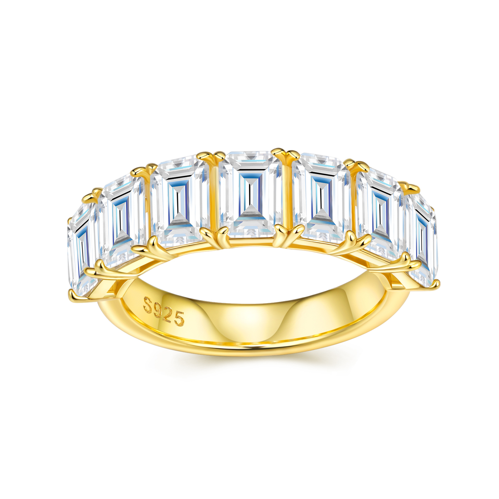 Radiant Emerald Cut Moissanite Half-Eternity Wedding Band | 5.6ctw D-Color VVS1