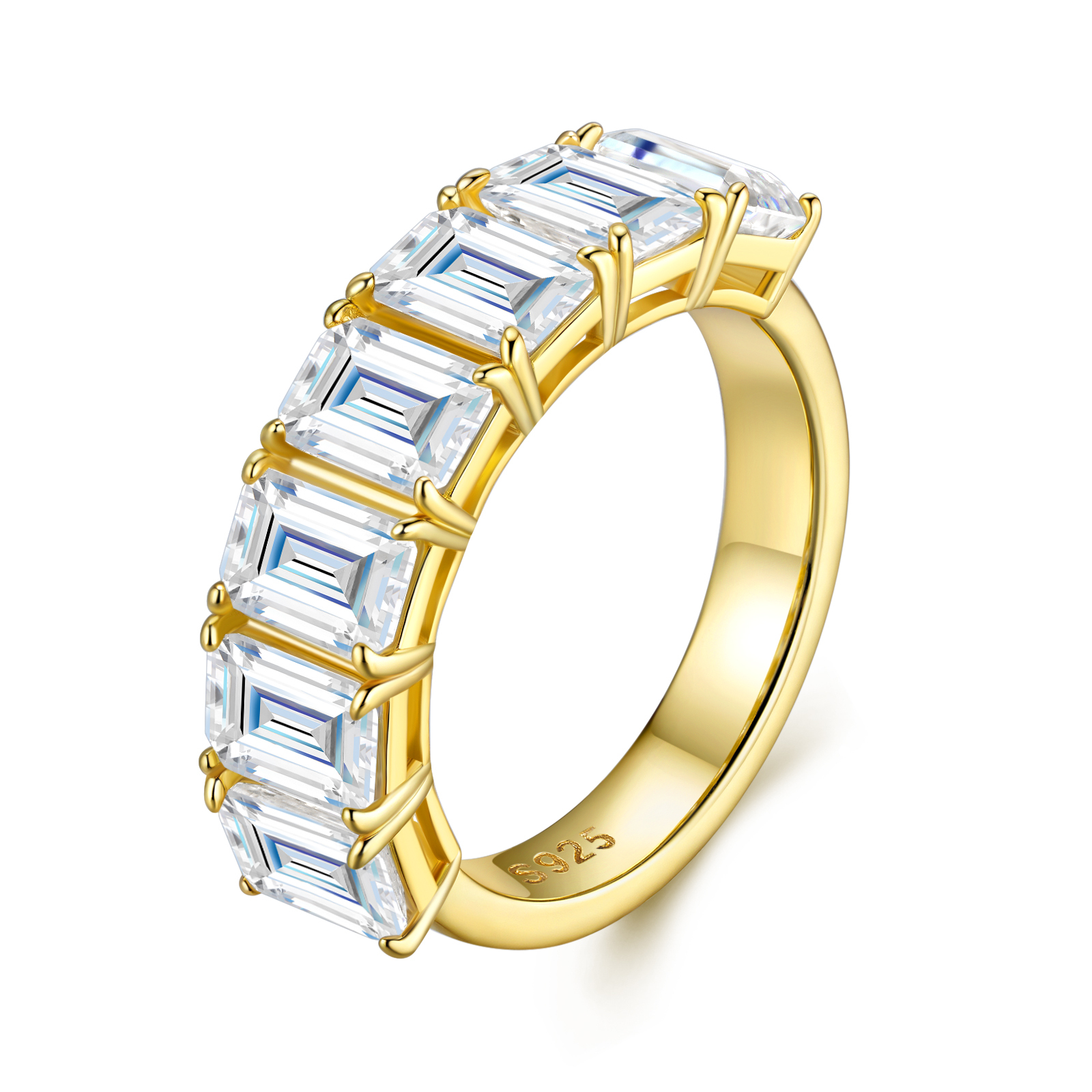 Radiant Emerald Cut Moissanite Half-Eternity Wedding Band | 5.6ctw D-Color VVS1