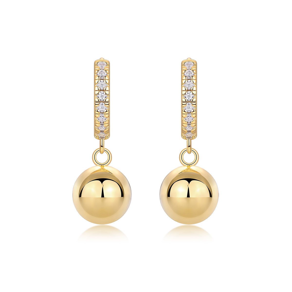 Princess Cut Moissanite Gold Ball Drop Earrings